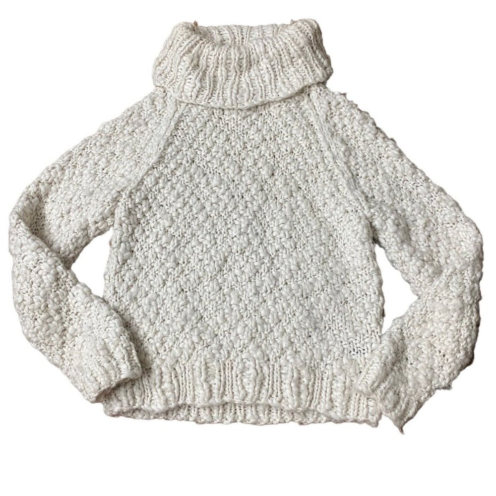 Vivienne Tam Sweater Turtleneck Chunky Knit Cozy Ivory Wool Acrylic